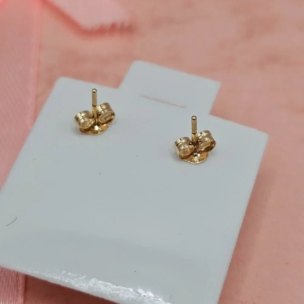 14KT Gold Clear Square CZ 7mm Screw Back Earrings